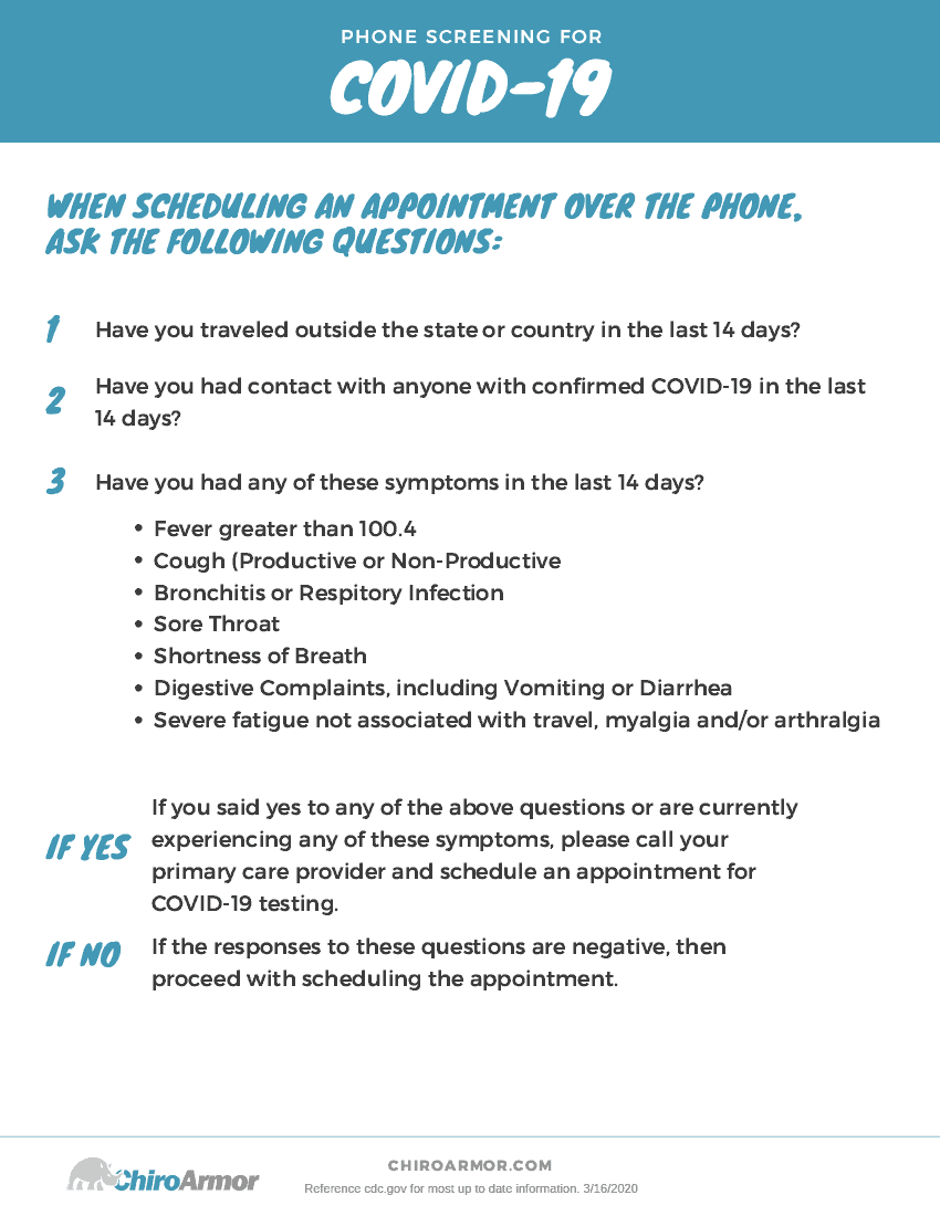 COVID-19 Phone Screening Script
